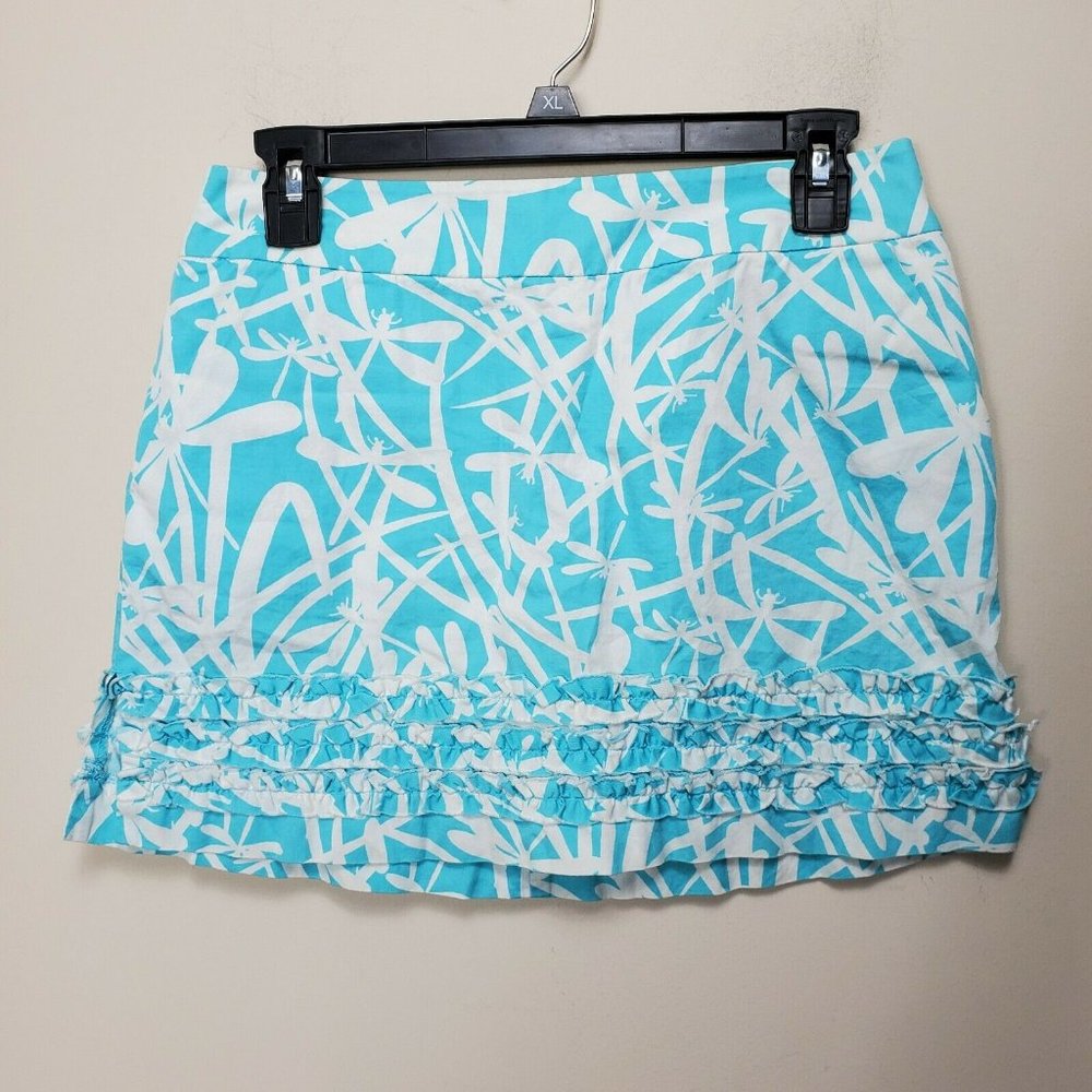 Lilly Pulitzer Marigold Ruffle Skort Shorely Blue Light My Fire Dragonfly sz 0